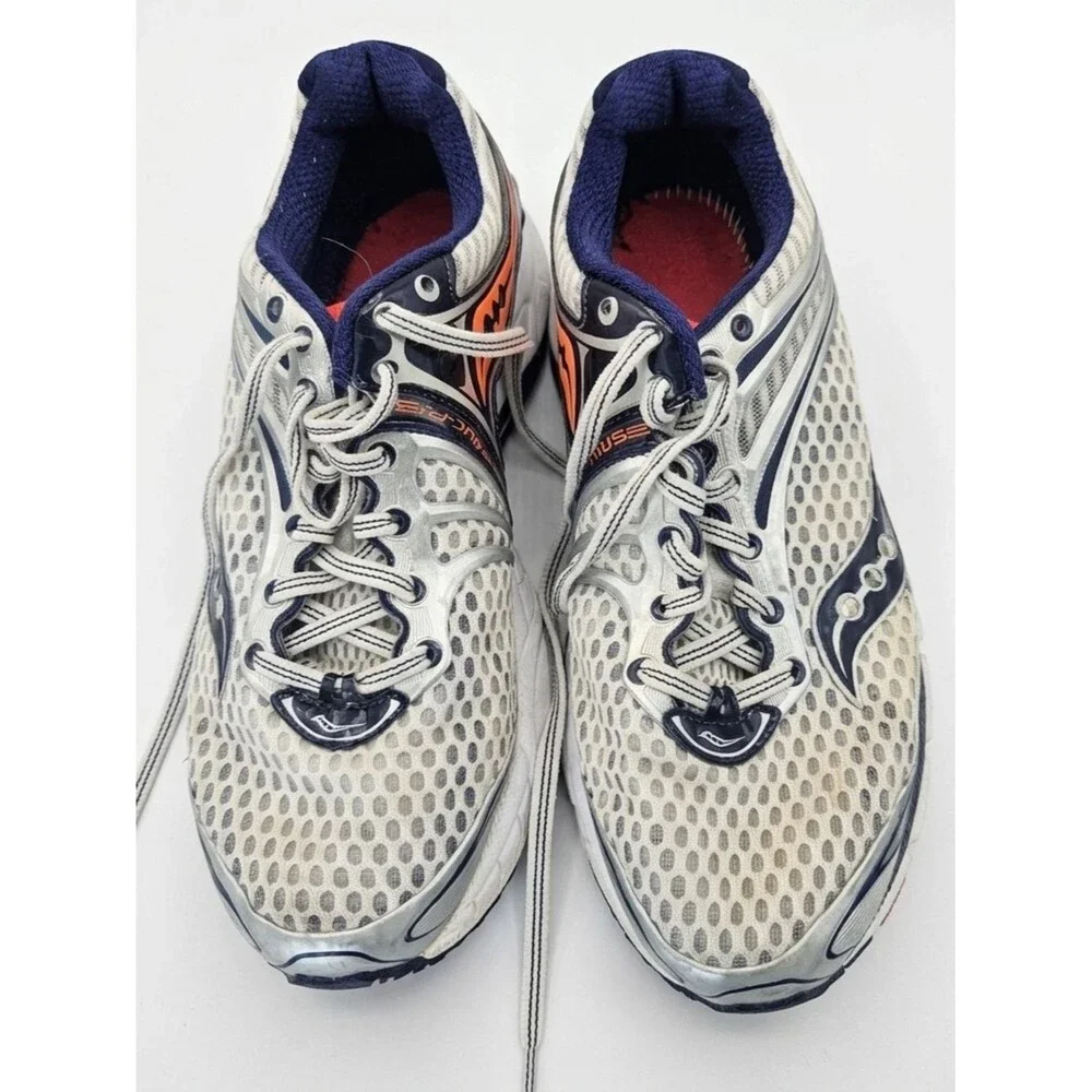 Saucony Y2K Style Tech Runn, White, Navy & Orange Women’s Athletic Running Shoes